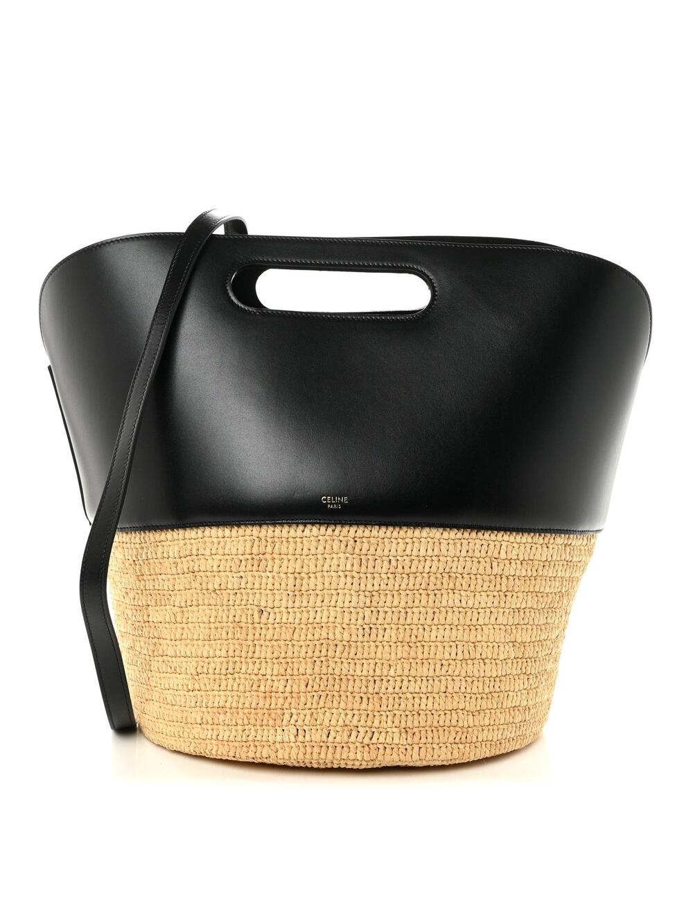 Celine Raffia Calfskin Basket Bag #360853C10B